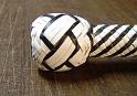 4ft Black and White 24 plait Custom Bullwhip Box Pattern knot detail B
